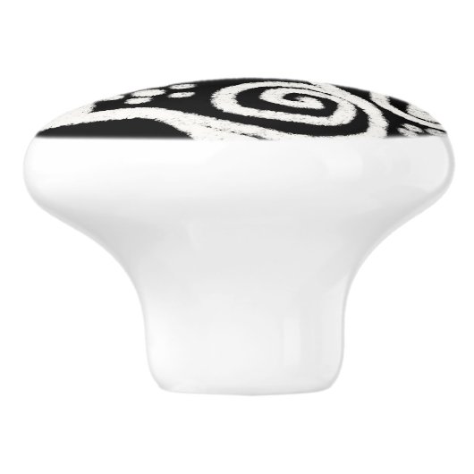 Zwart Wit Bloemen & Wervelingen Bloemen Patroon Keramische Knop (Zijkant)
