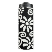 Zwart Wit Bloemen & Wervelingen Bloemen Patroon