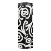 Zwart Wit Bloemen & Wervelingen Bloemen Patroon Thermosbeker (Achterkant)