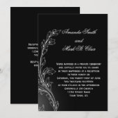 Zwart Wit Bloemen Wervelingen Post Wedding Kaart (Voorkant / Achterkant)