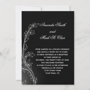 Zwart Wit Bloemen Wervelingen Post Wedding Kaart