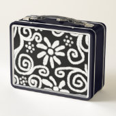 Zwart Wit Bloemen Wervelpatroon Gepersonaliseerd (Achterkant)