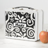 Zwart Wit Bloemen Wervelpatroon Gepersonaliseerd (In situ)