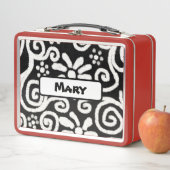 Zwart Wit Bloemen Wervelpatroon Gepersonaliseerd (In situ)