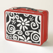 Zwart Wit Bloemen Wervelpatroon Gepersonaliseerd (Achterkant)