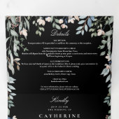 Zwart-wit bloemen Wildflowers Foto bruiloft Drieluik Uitnodiging (Binnenzijde eerst)