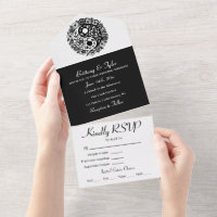 Zwart-wit Bloemen Yin Yang bruiloft