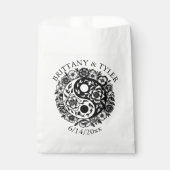 Zwart-wit Bloemen Yin Yang bruiloft Bedankzakje (Voorkant)
