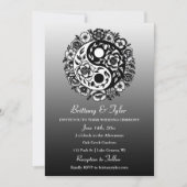 Zwart-wit Bloemen Yin Yang bruiloft Kaart (Voorkant)