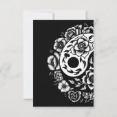 Zwart-wit Bloemen Yin Yang Bruiloft RSVP Kaart (Achterkant)