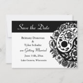 Zwart Wit Bloemen Yin Yang Bruiloft Save the Date Kaart (Voorkant)