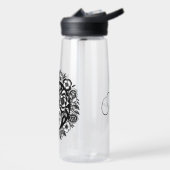  Zwart-wit Bloemen Yin Yang Personaliseren Waterfles (Links)