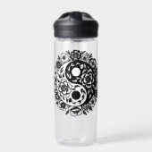  Zwart-wit Bloemen Yin Yang Personaliseren Waterfles (Voorkant)