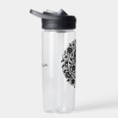  Zwart-wit Bloemen Yin Yang Personaliseren Waterfles (Rechts)
