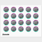  Zwart-wit Bloemen Yin Yang Ronde Sticker (Vel)