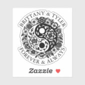 Zwart-wit Bloemen Yin Yang Sticker (Vel)