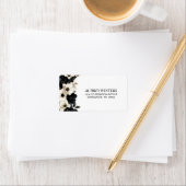 Zwart-wit bloemenadres etiket (Insitu)