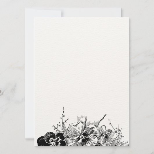 Zwart-wit bloemenartistiek Baby shower Kaart (Achterkant)