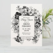 Zwart-wit bloemenartistiek Baby shower Kaart (Staand voorkant)