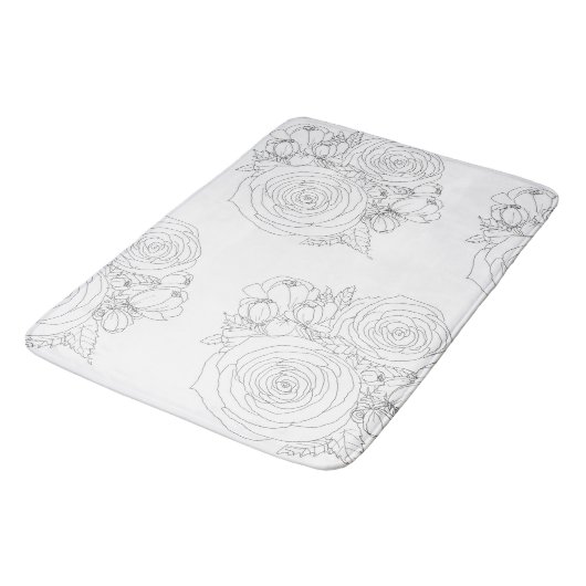 Zwart & wit bloemenbad collectie badmat (Gekanteld)