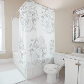 Zwart & wit bloemenbad collectie douchegordijn (In situ)