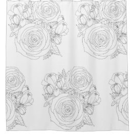 Zwart & wit bloemenbad collectie douchegordijn