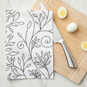 Zwart-wit bloemenbadhanddoek theedoek (Quarter Fold)