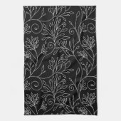 Zwart-wit bloemenbadhanddoek theedoek (Verticaal)