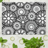 Zwart-wit bloemenbadhanddoek theedoek (Gevouwen)