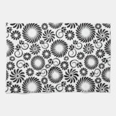 Zwart-wit bloemenbadhanddoek theedoek (Horizontaal)