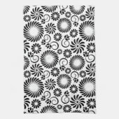Zwart-wit bloemenbadhanddoek theedoek (Verticaal)