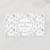 Zwart wit bloemenboho bruiloft RSVP QR-codekaarten Informatiekaartje (Achterkant)