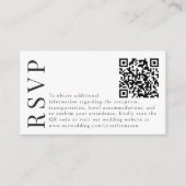 Zwart wit bloemenboho bruiloft RSVP QR-codekaarten Informatiekaartje (Voorkant)