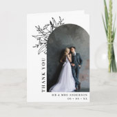 Zwart & Wit Bloemenboog Foto Bruiloft Gevouwen Bedankkaart (Voorkant)