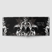 Zwart wit bloemenbruiloft bruids gastenboek (Volledig)