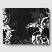 Zwart wit bloemenbruiloft bruids gastenboek (Achterkant)