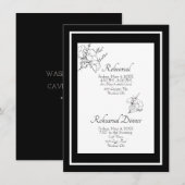 Zwart-wit Bloemenbruiloft Elegante repetitie Kaart (Voorkant / Achterkant)
