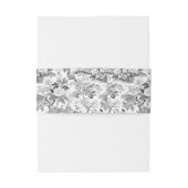 Zwart wit bloemenbruiloft uitnodiging buikband uitnodigingen wikkel (Achterkant Voorbeeld)