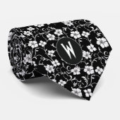 Zwart-wit bloemendasje stropdas (Opgerold)