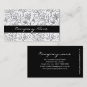 Zwart-wit bloemendesign Zakelijke kaart Visitekaartje (Voorkant / Achterkant)