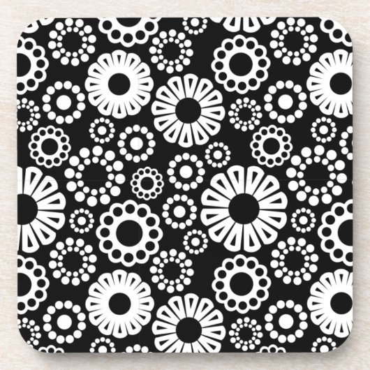 Zwart-wit bloemendessertje van kurk drankjes onderzetter (Voorkant)
