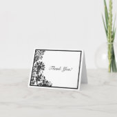 Zwart & Wit Bloemendessin Damast Custom Bedankkaart (Voorkant)