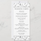 Zwart wit bloemeneenvoudige trouwprogrammakaart (Achterkant)