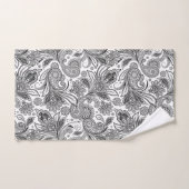 Zwart-wit bloemenetnisch paisley patroon bad handdoek (Handdoek)