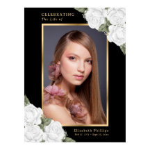 Zwart-wit bloemenfoto-herdenkingsbord voor een rou