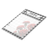 Zwart-wit bloemengingham _ Maandelijkse planner Notitieblok (Schuin)
