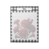 Zwart-wit bloemengingham _ Notities Notitieblok (Linkerzijde)