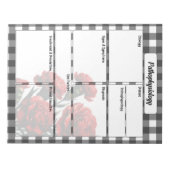 Zwart-wit bloemengingham_ Pathofysiologie Temp Notitieblok (Voorkant)