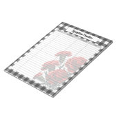 Zwart-wit bloemengingham_ Symptom Tracker Notitieblok (Schuin)