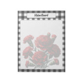 Zwart-wit bloemengingham _ Visiebord Notitieblok (Linkerzijde)
